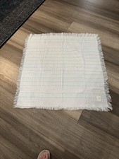 Vintage Acrylic Waffle Weave Baby Blanket Woven Throw Pastel Fringe Edge