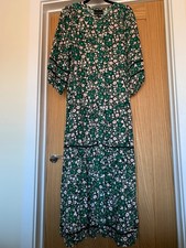 Phase Eight floral round neck dress with balloon sleeves elastic cuffs NWOT s12
