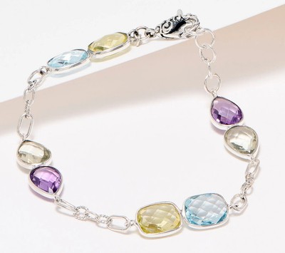 Handwerklich handgefertigtes Sterlingsilber Multi Edelstein Armband, klein (8'')