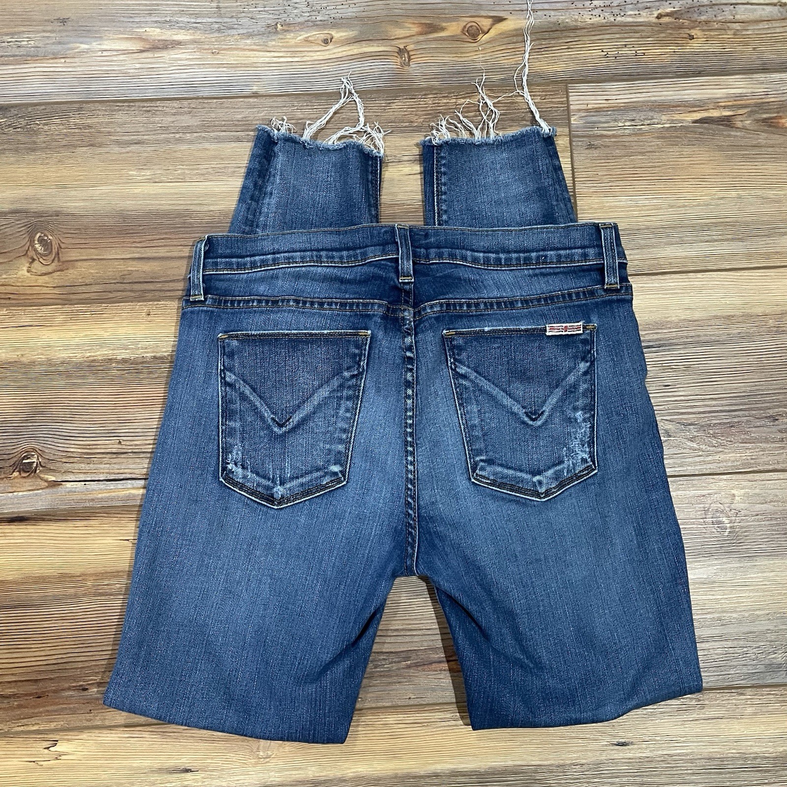 HUDSON Krista Ankle Super Skinny Mid Rise Jeans Raw Hem Size 29 Dark Wash Frayed
