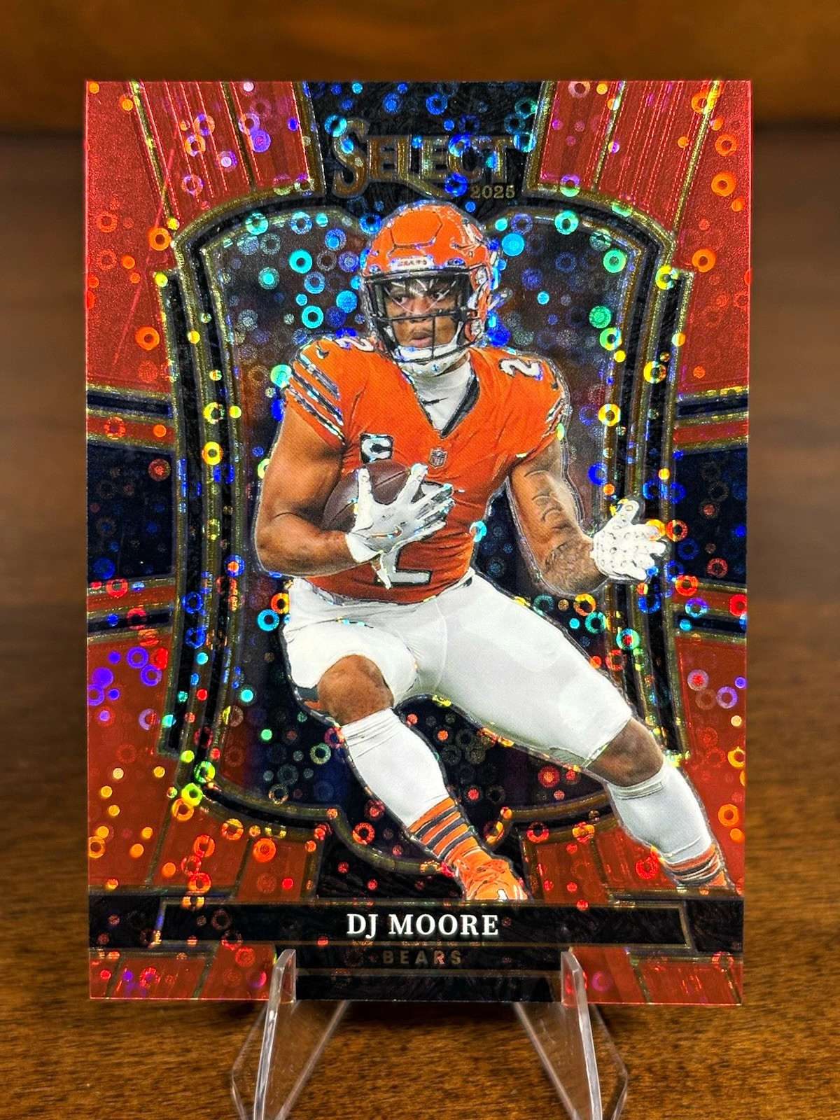 2025 Panini Select #173 - DJ Moore Premier Level Red Disco /49 Bears / Bills