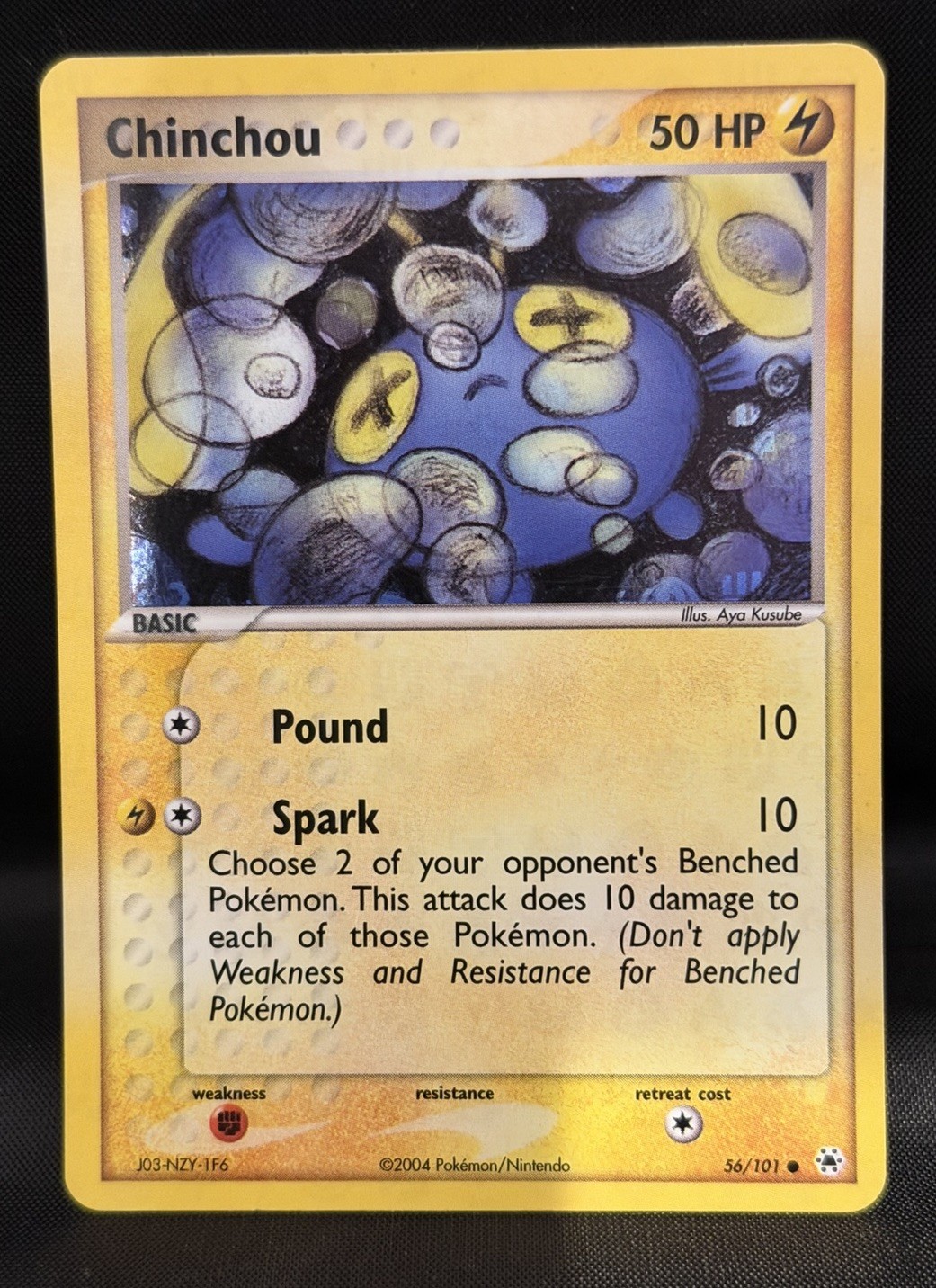 2004 Pokemon Hidden Legends Reverse Holo Foil English NM Card - Chinchou #56/101