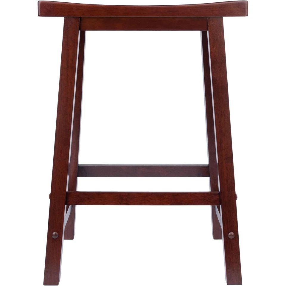 Winsome Satori Saddle Seat Bar Stool, Natural 24" Brown Dark Wood - Image 2 of 2