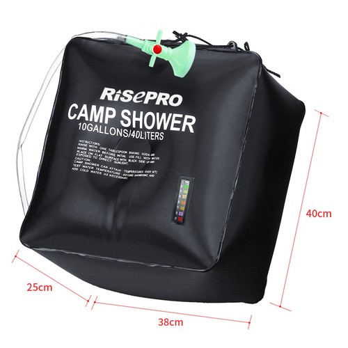 Borsa Doccia Solare 10 Galloni/40L Riscaldamento Solare Campeggio Borsa Doccia con Tempera... - Foto 5 di 7