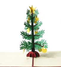 3D Christmas Tree With Ornaments Greeting Card Memories Treasured Forever