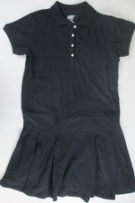 LANDS END Black School Uniform Short Sleeve Mesh Polo Dress Girls 12 NEW