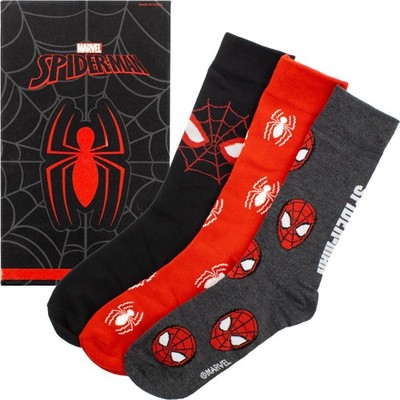Spider-Man Icons 3-Pair Crew Socks in Glow in The Dark Box Multi-Color