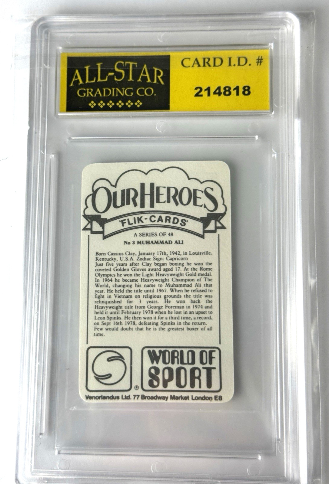 1979 Venorlandus World of Sport Our Heroes Flik Cards Muhammad Ali #3 Graded 8 view 3