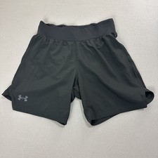 Under Armour Women Speed Pocket Heatgear Sport Shorts Lined Vent Dark Gray Sz S
