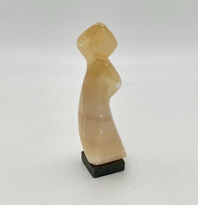 Vintage Carved Stone Woman Figurine Abstract Female Sculpture Minimalist MCM