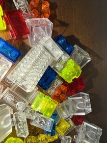 LEGO Lot  Transparent Assortment Square Rectangle Round Bricks 2.9 Ounces
