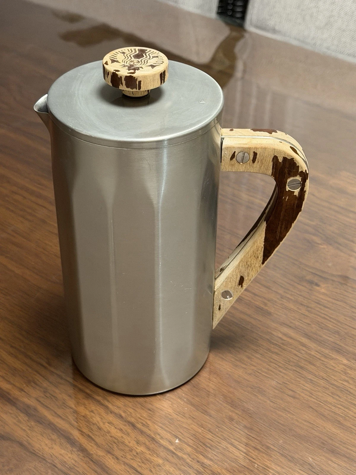 Starbucks Stainless Steel Walnut Handle French Press Coffee Maker 34 oz