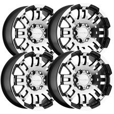 Set-4 Vision 375 Warrior 16x8 6x5.5 0mm Blackmachined Wheels Rims 16 Inch