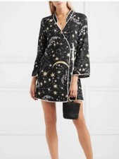 Rixo London Mini Wrap Dress Iris Crepe Constellations Stars & Moon - Size S