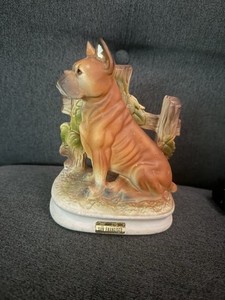 Vintage MCM Bradley Japan Boxer Dog in front of fence San Francisco Souvenir
