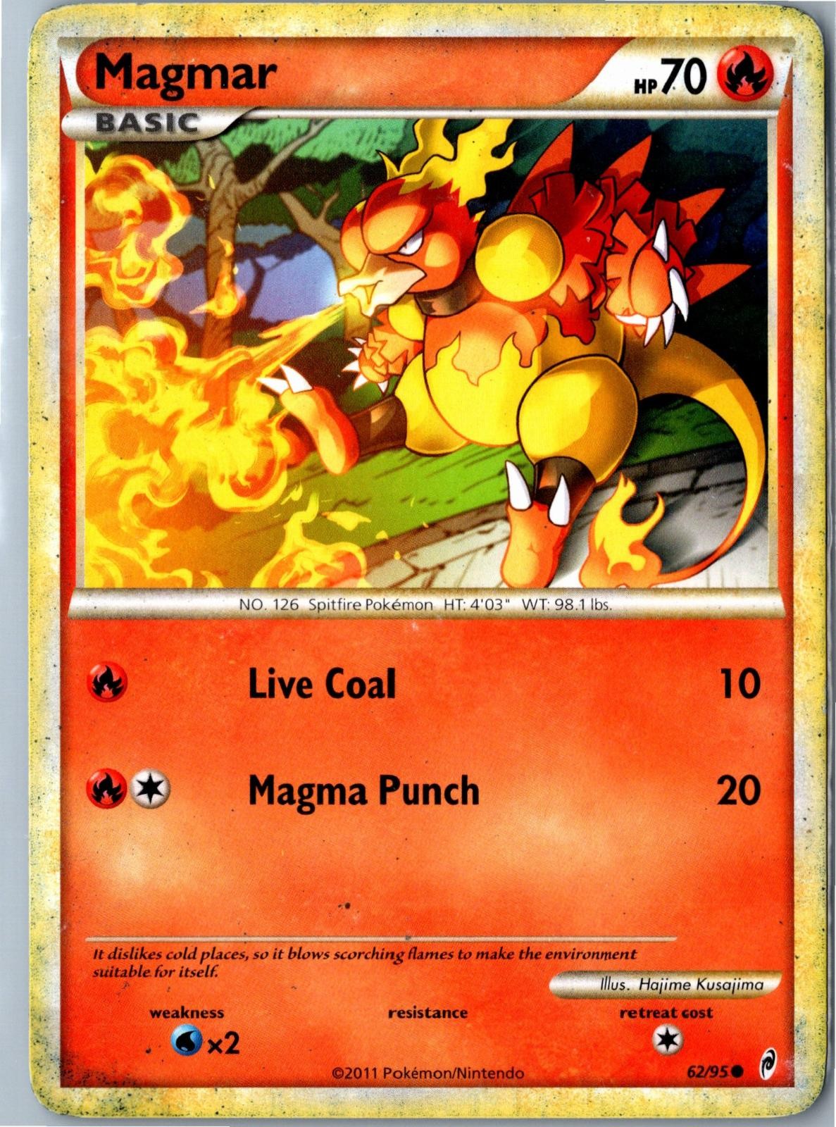 Pokemon Card - Magmar - Call of Legends - 62/95 - Common - Heavily Played