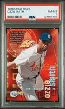 1996 SKYBOX CIRCA RAVE PARALLEL #181 OZZIE SMITH CARDINALS SSP #/150 PSA 8 NM-MT