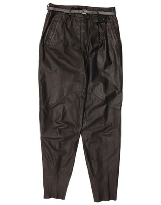 Yessica Damen Tapered Lederhose EU 42 Große W30 L30 Schwarz Leder HS20