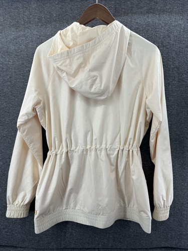 LUCY Lightweight Hooded Windbreaker Off White Floral Full Zip Jacey Size Medium - Picture 8 of 13