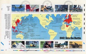 1972-1974 US 50th Anniversary of World War II Commemorative Sheets, FDCs