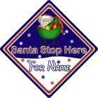 Santa Stop Here Window Sign ~ Santa Sleigh ~ Blue - Personalised 