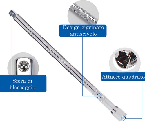 Set Prolunghe Chiavi a Bussola Attacco Quadrato 1/4'' a Cricchetto Estensioni - Foto 3 di 5