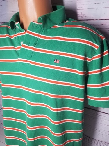 VTG Polo Jeans Company Ralph Lauren Polo Shirt Mens XL Orange & Green Striped - Picture 2 of 9