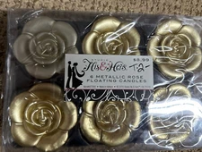 Metallic Rose Floating Candles 6 Gold His And Hers Wedding Party