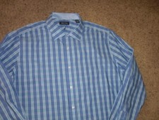 NAUTICA blue pattern cotton long sleeve button front shirt men's XL