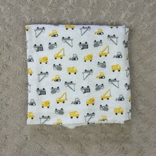 Construction Equipment Baby Receiving Blanket Flannel Yellow White Gray Truck
