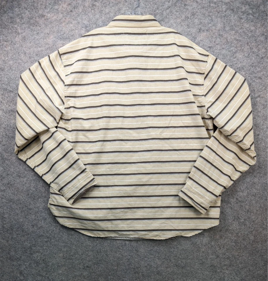 Camisa Akademiks Para Hombre 5XL Marrón Beige Bolsillos a Rayas Manga Larga Con Botones Foto 2 de 4