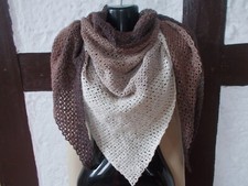 Schultertuch gehäkelt, Dreiecktuch, Stola, Schal Handarbeit weiß bis braun