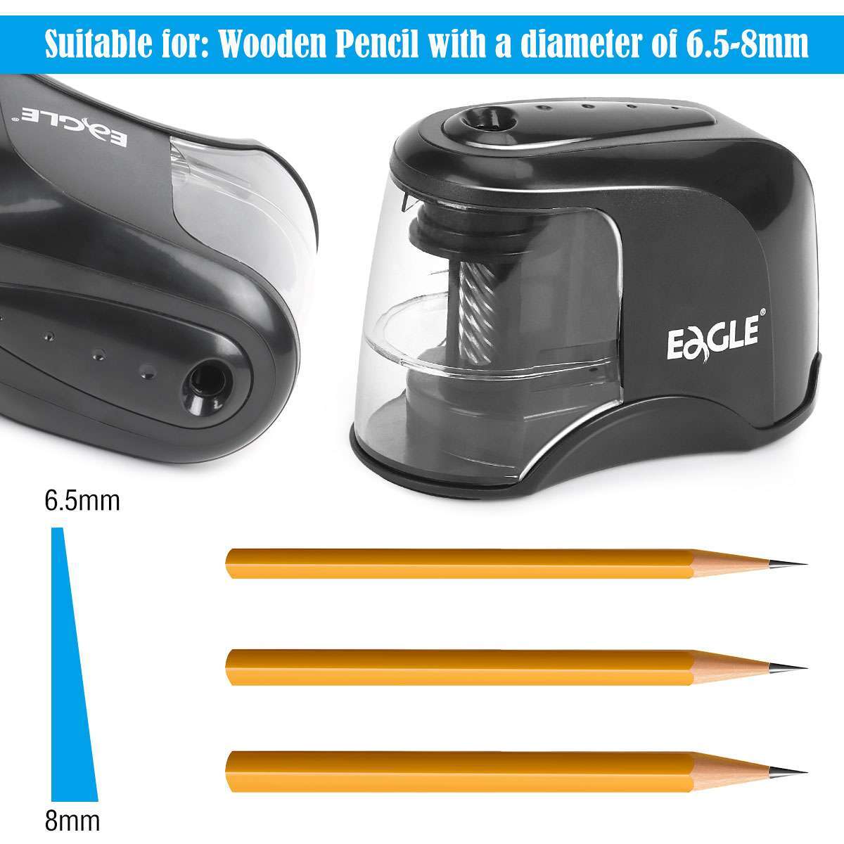 Best Automatic Electric Pencil Sharpener Helical Blade Fast Sharpen Home Office