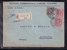 Busta Italia Regno Tariffa Raccomandata 1,20 Lire 2 Porti 1921 WD3549