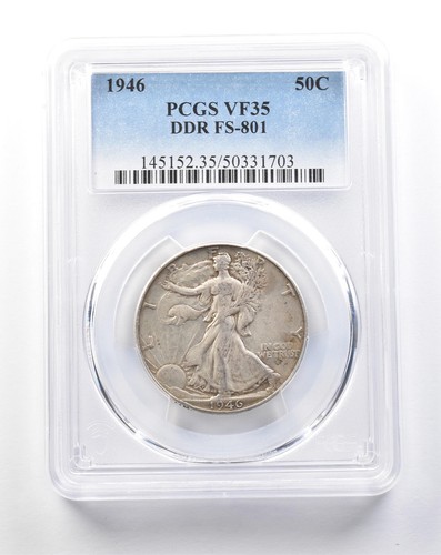 1946 Walking Liberty Half Dollar DDR FS-801 VF35 PCGS *5389 - 第 1/3 張圖片