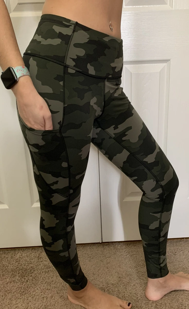 Lululemon Size 4 Fast Free HR Tight 25” Camo Green HCMO Nulux Pant