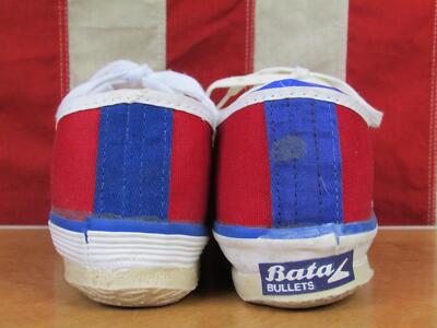 Vintage 1960s Bata Bullets Red Canvas Track Shoes Gym Sneakers