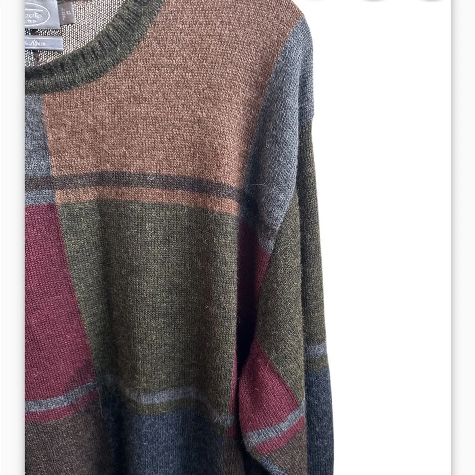 Vintage Talbots Men’s 100% Alpaca Sweater crewneck color block size XL - Image 2 of 4