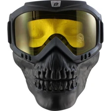 Birdz Skullbird Black Padded Motorcycle Riding Goggle with Face Mask Yellow Lens