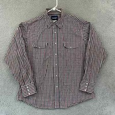 Vintage Wrangler Pearl Snap Shirt Men's XL Check Long Sleeve 90s Western Cowboy