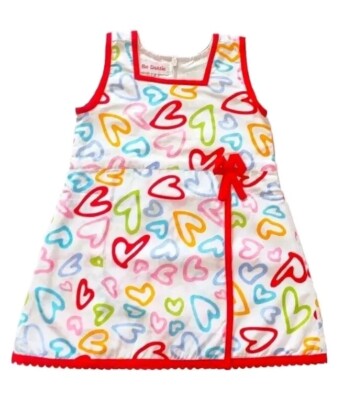 Mädchen Alter 2-3 Jahre Kleid weiß rot Herzen Baumwolle Be Dottie