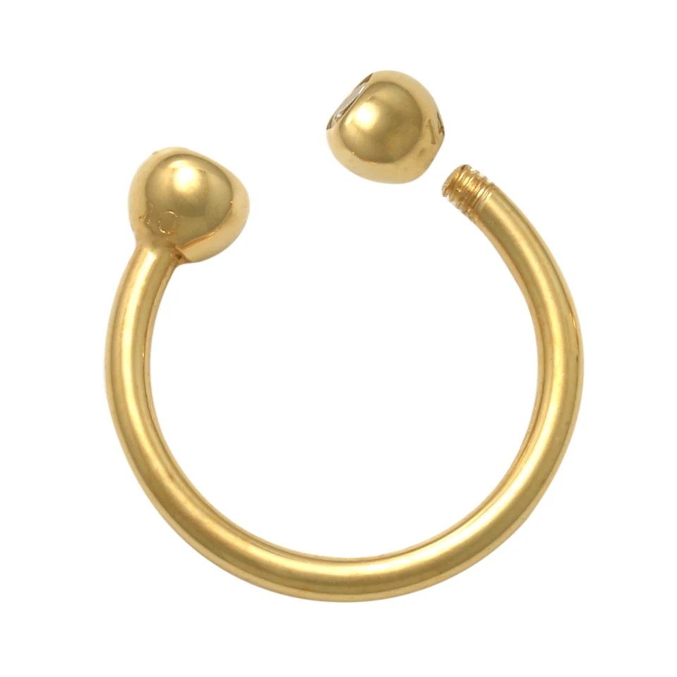 14K REAL Solid Gold CZ Horseshoe Earring, Cartilage Daith helix Tragu Conch 16G - Image 2 of 2