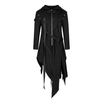Medieval Retro Asymmetrical Hoodie Long Jackets Men'S Halloween Cosplay Gothic Z