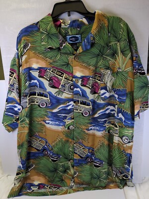 Pacific Blues Hawaiian Shirt  XL Mens Button Short Sleeve Woody Wagon Surf
