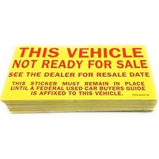 Versa-Tags “NOT READY FOR SALE” Stickers 100 Pack | Auto Dealer Lot Labels USA