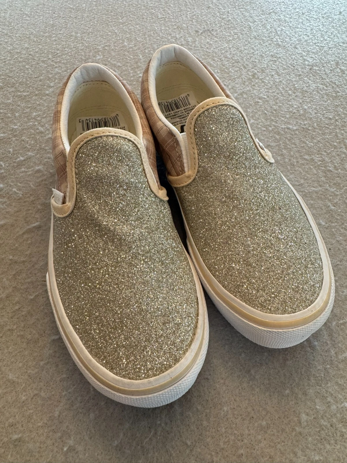 Vans Sneakers Ragazza 13 Nuove Classiche Slip On Glitter Plaid Incenso Scarpe Casual