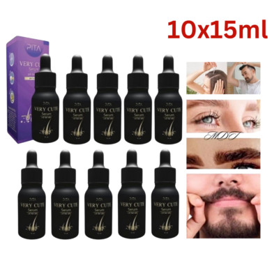 10x Hair Growth Serum Lotion Set Grow Eyebrow Mustache Beard Eyelashes 15 ml.