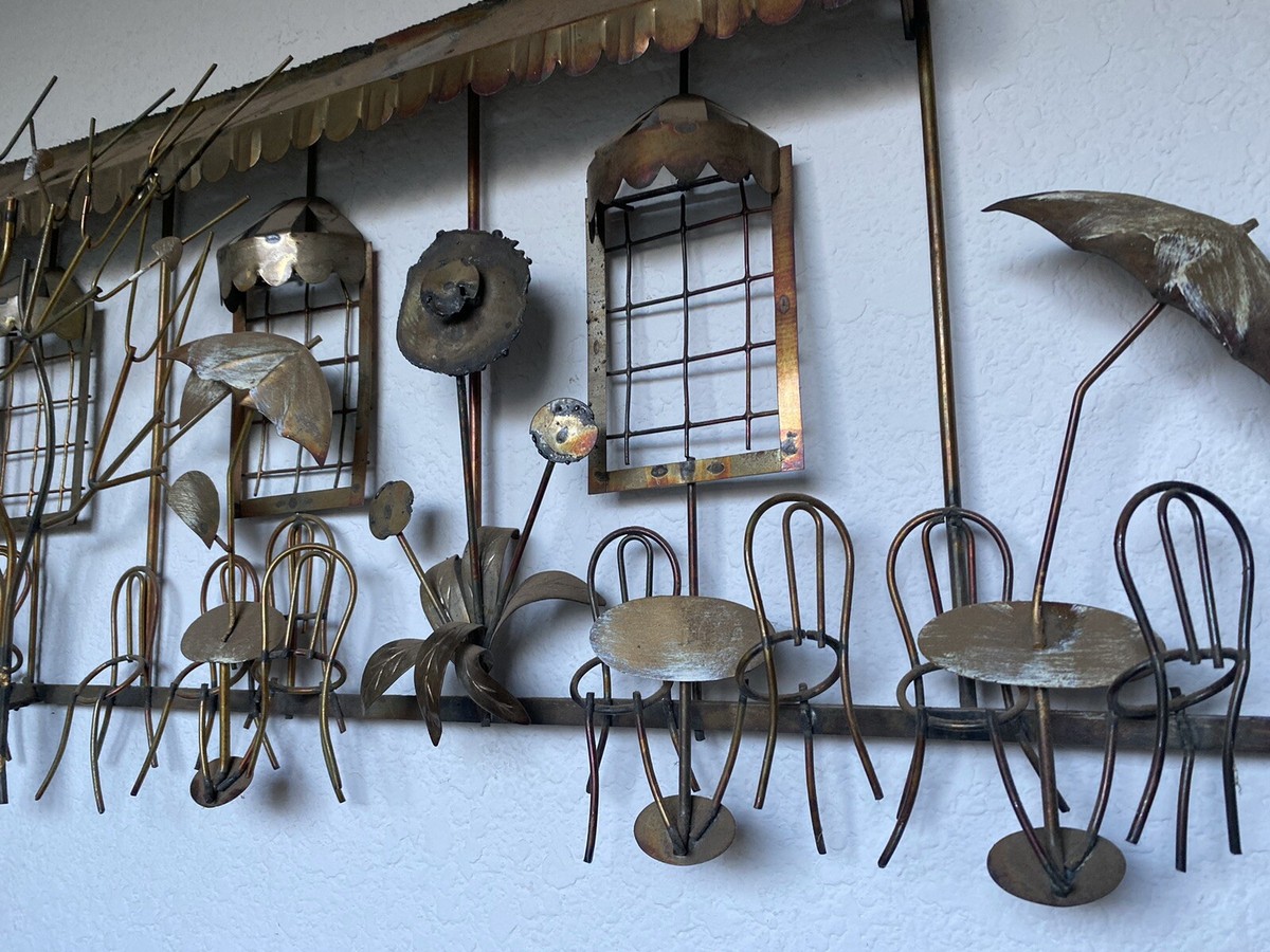 MCM ミッドセンチュリー C. Jere フレンチ Curtis Jere Style Metal Wall Art Sculpture Bistro Cafe MCM French