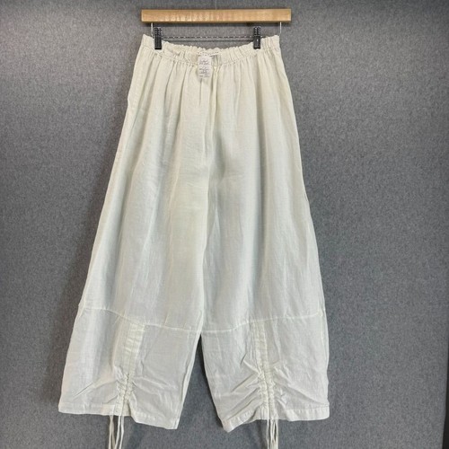 Bryn Walker Womens Size Medium Linen Pants Pull On Ruched Ivory Off White NWT