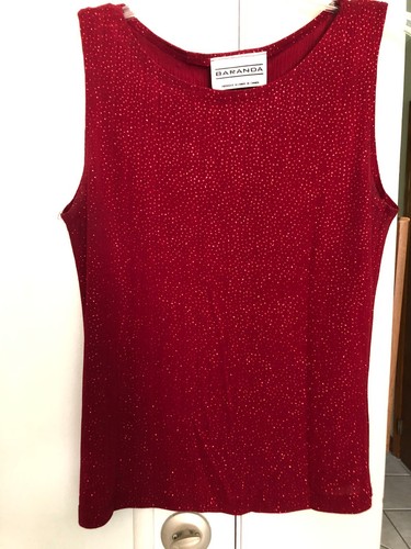 Ladies Top - "Baranda" Red Sleeveless Glittery - Medium, Canada - Picture 5 of 10